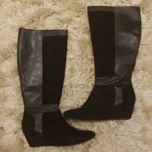 Black Patch Knee Hi Boots